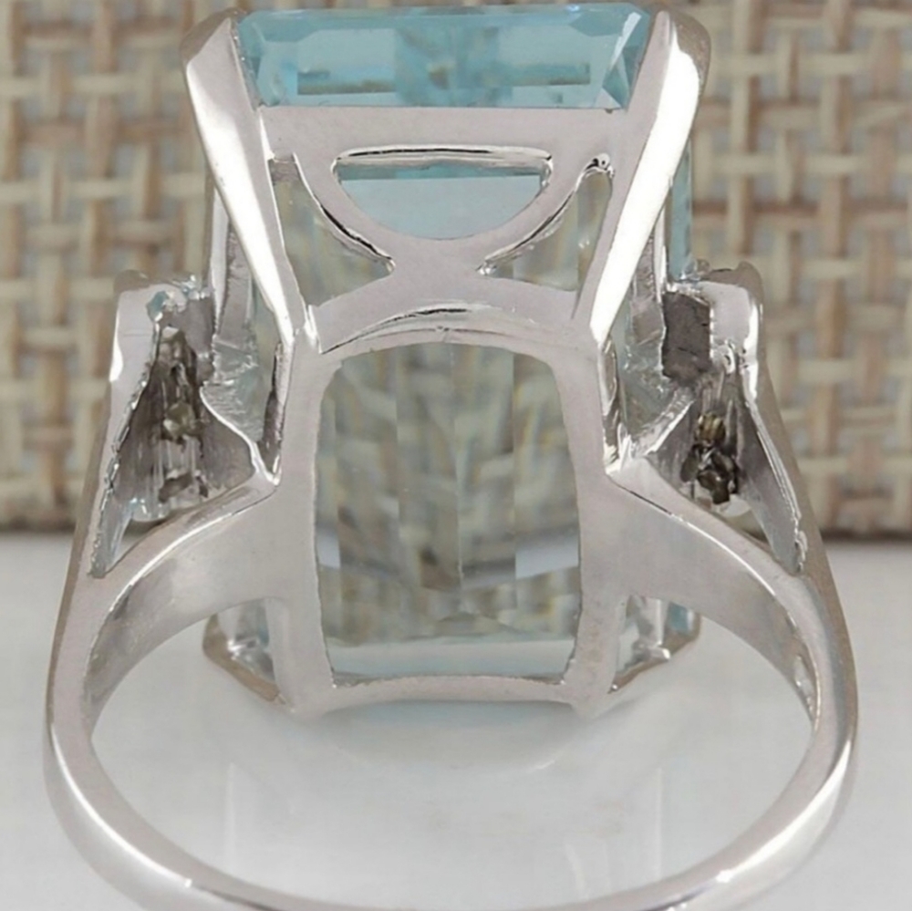 S925 New Aquamarine Gemstone Ring - Picture 6 of 9